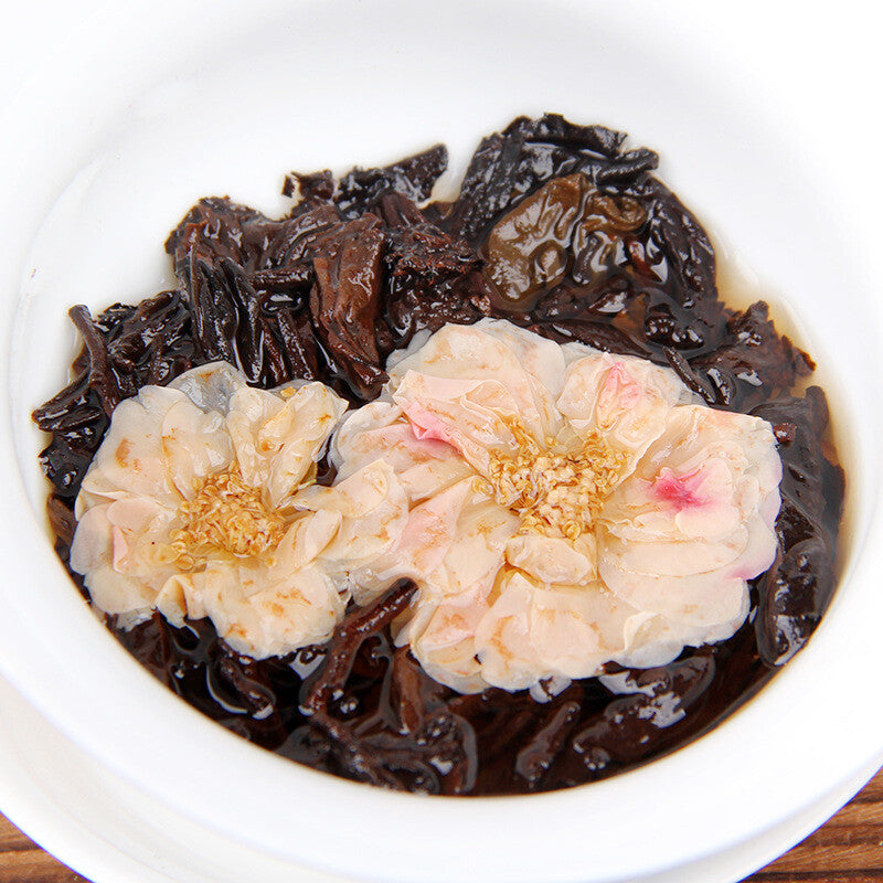 Fragrant Flower Tea Yunnan Pu-erh Tea Cake with Rose Petals Aged Rose Pu-erh Tea