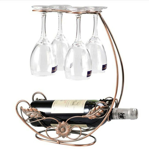 Wine Rack Freestanding Goblet Holder Bar Stand Bracket Bottle Holder Home Decor