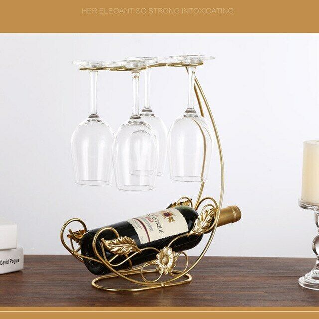 Wine Rack Freestanding Goblet Holder Bar Stand Bracket Bottle Holder Home Decor