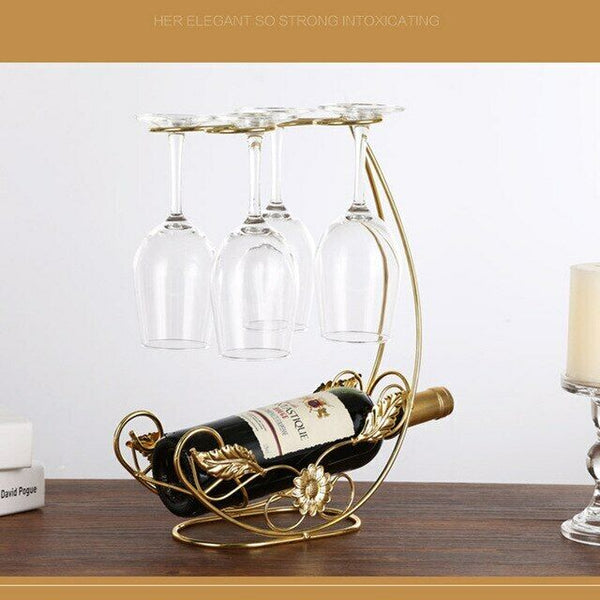 Wine Rack Freestanding Goblet Holder Bar Stand Bracket Bottle Holder Home Decor