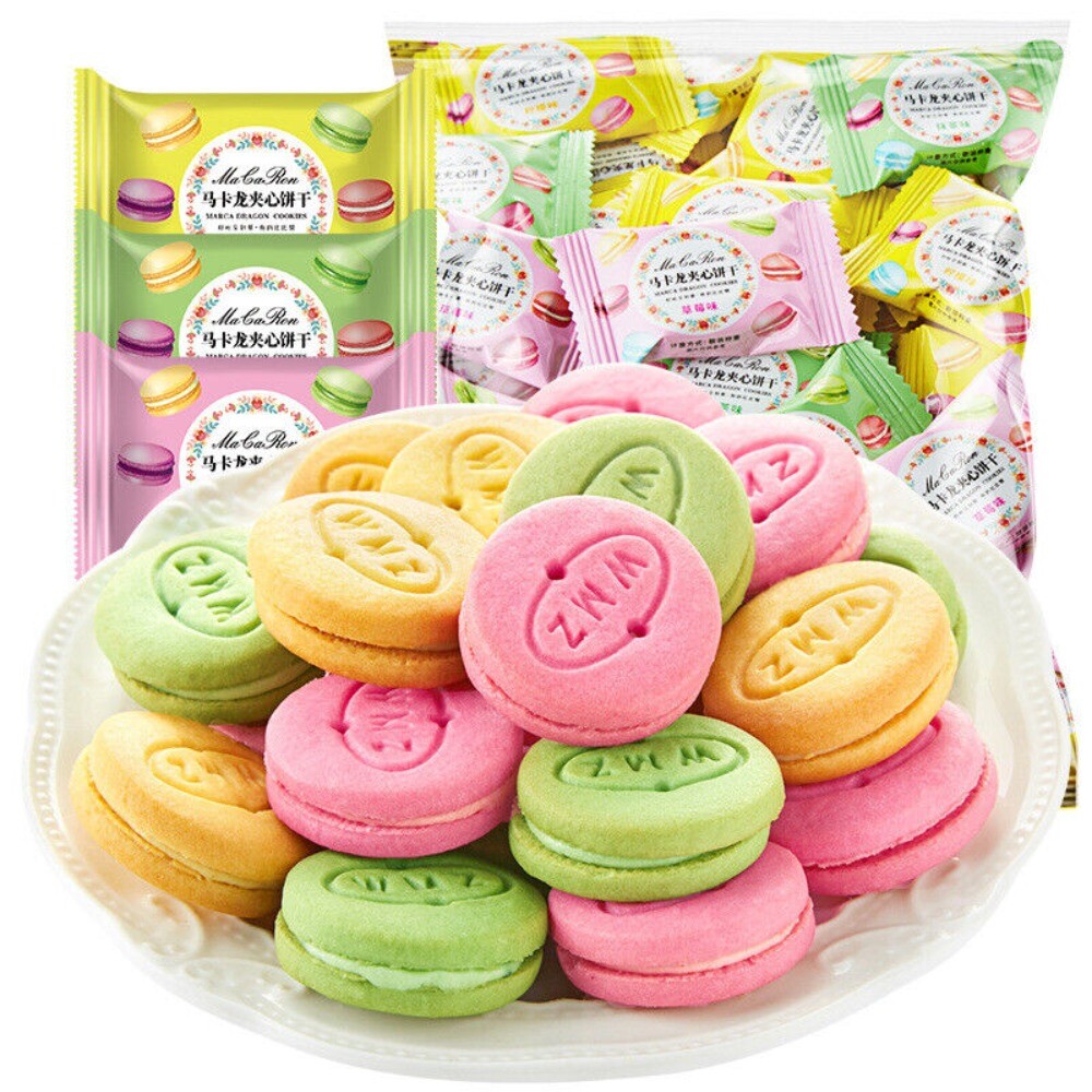 Macaron Sandwich Biscuits Assorted Flavors Crispy Sweet Snack Treat Secondary image