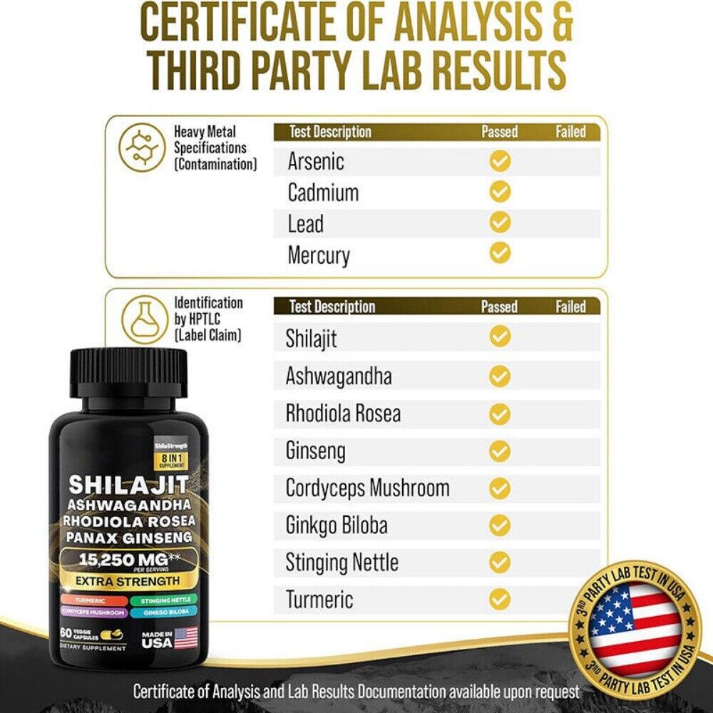 Himalayan Shilajit Resin 100% Organic Pure Fulvic Acid Potent Premium