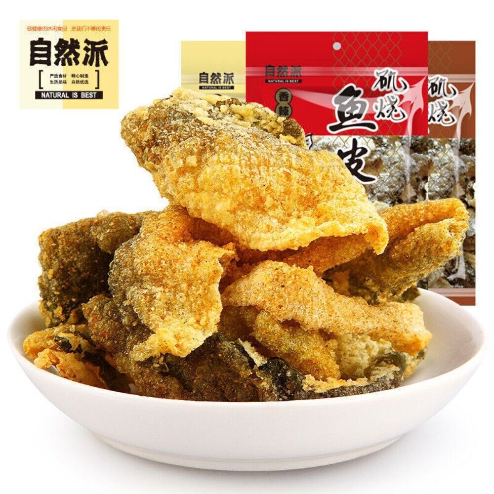 3 Packs Crispy Fish Skin 60g Spicy Chinese Seafood Main image