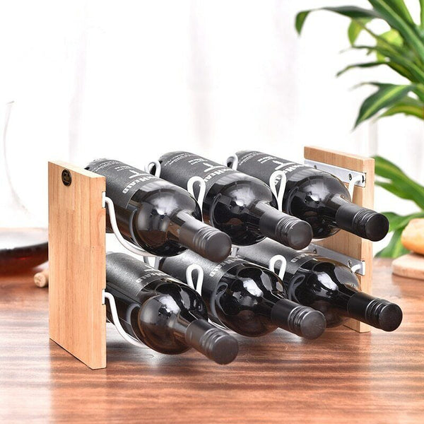 Solid Wood Double Layer Red Wine Rack Wrought Iron Decoration New Bottle Holder