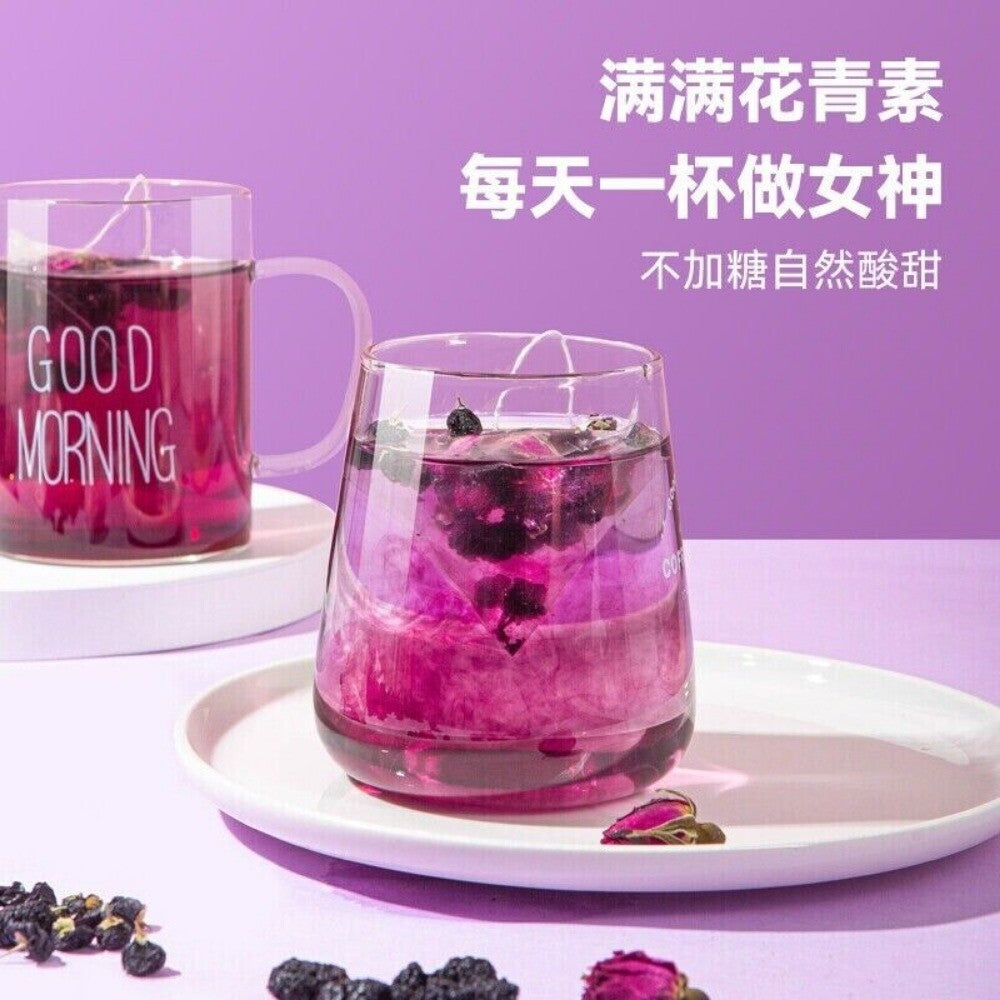 Black Goji Mulberry Rose Herbal Tea Blend Women's Wellness Vitality Booster