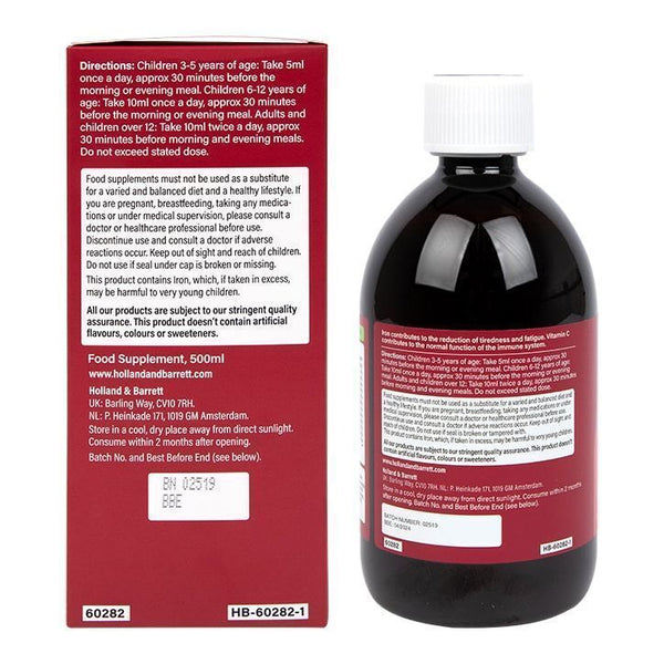 Heber Rui Liquid Iron Supplement Oral Liquid VC VitaminB Folic Acid 500ml/bottle