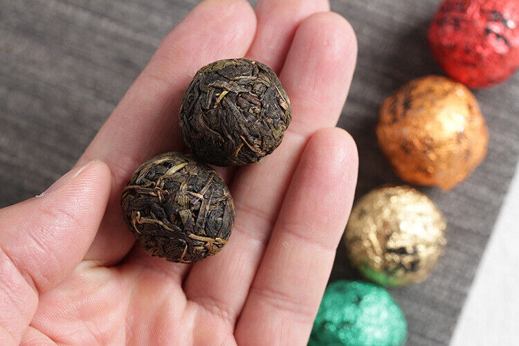 HelloYoung 21pcs Yunnan Pu'er Tea Colorful Dragon Pearl Handmade Dragon Pearl Pu'er Raw Tea