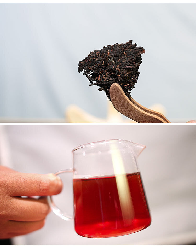 HelloYoung 357g Pu'er Ripe Tea Cake Yiwu Fermented Tightly Pressed Ripe Tea Cake