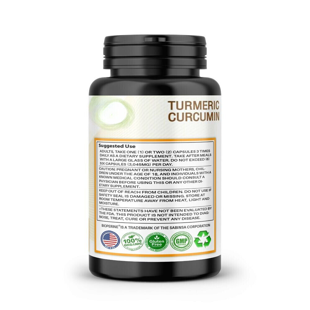 TUMERIC 3000 Mg DAILY TURMERIC MAX Potency CURCUMIN 95% PILLS With Black Pepper
