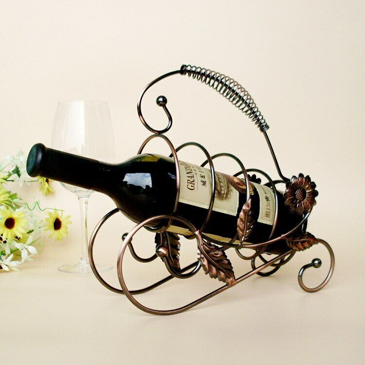 Creative Sun Flower Wine Holder Freestanding Metal Bottle Rack Home Decorations