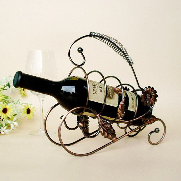Creative Sun Flower Wine Holder Freestanding Metal Bottle Rack Home Decorations