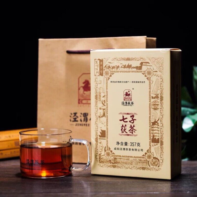HelloYoung 357g Reduce Three Highs Jingwei Fu Cha Top Golden Flower Tea Shanxi Qizi Fu Cha