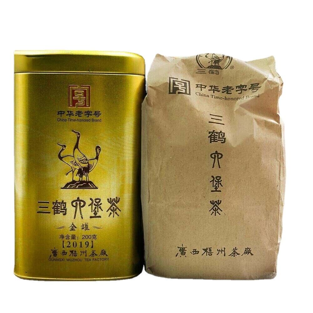 HelloYoung 200g Three Cranes Loose Dark Tea Guangxi Liubao Box Tea Hei Cha Golden Jar Main image