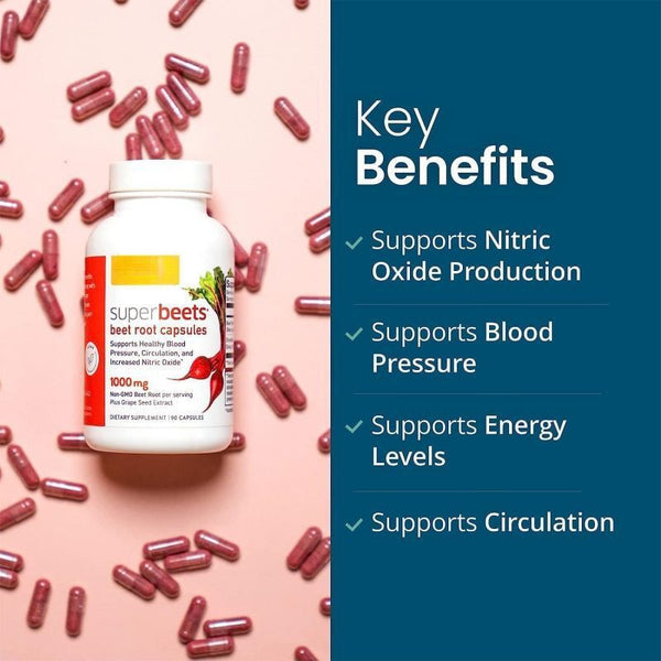 Organic Super Beets Root Capsules 90, 1000mg helps in Brain & Blood