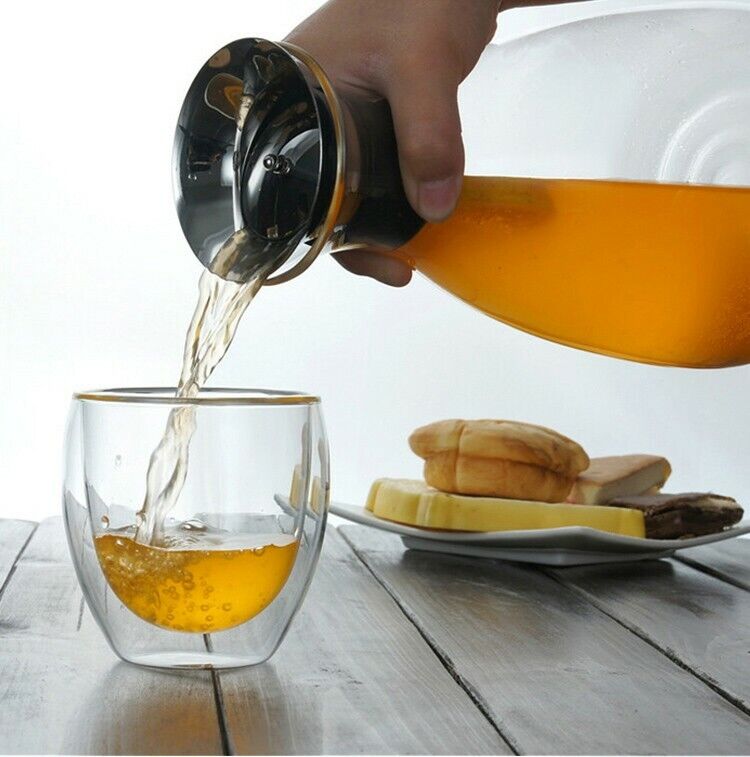 Tea Set Coffee Mugs Tea Cup Double Glass Cup Transparent Heat-resistant Wood Lid