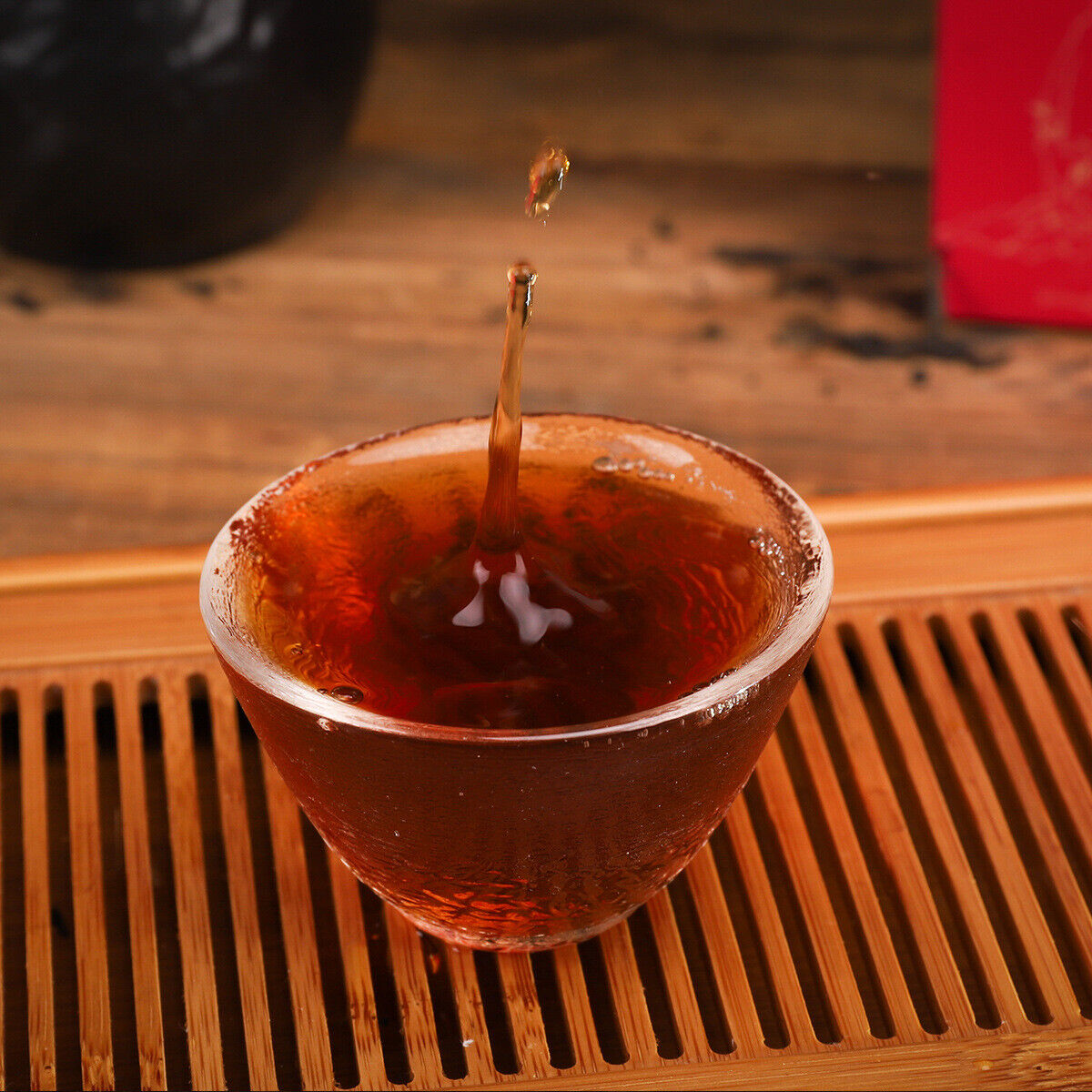 HelloYoung 1kg Hunan Anhua black tea hand-built por brick black tea Anhua black tea Tian Fu