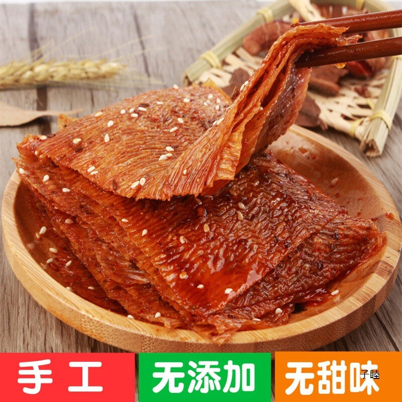 Old style spicy snacks, hand peeled tofu skin, no sweetness spicy strips 80g Main image