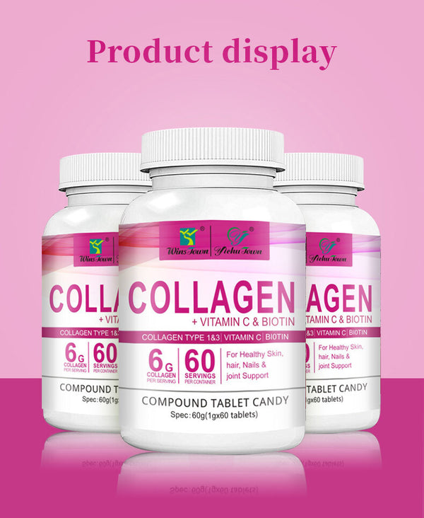 Collagen Vitamin C Biotin Tablets for Healthy Skin Hair Nail 60tablets/bottle