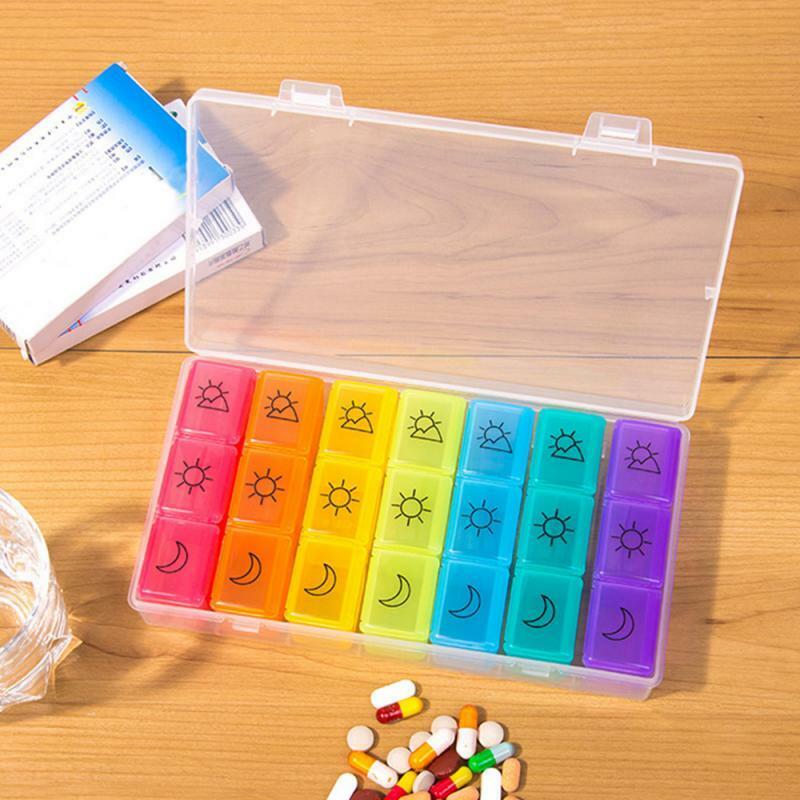 Medicine Cases 1Pc 7 Days 21 Grids Handy Seven Colors Travel Kit Classification