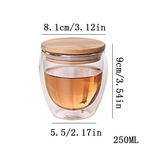 Tea Set Coffee Mugs Tea Cup Double Glass Cup Transparent Heat-resistant Wood Lid