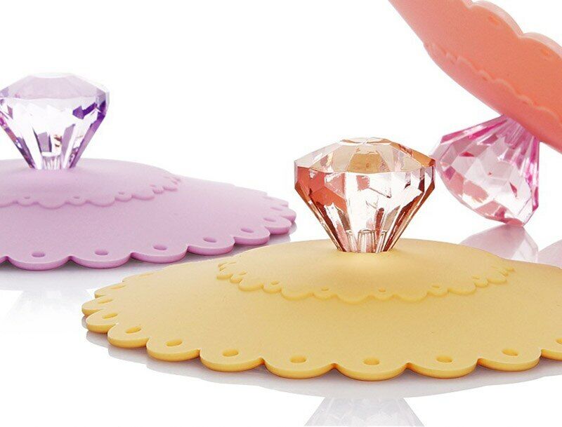 Cup Lid Bowl Cover Dustproof Leakproof Reusable Lid Diamond Insulation Cover