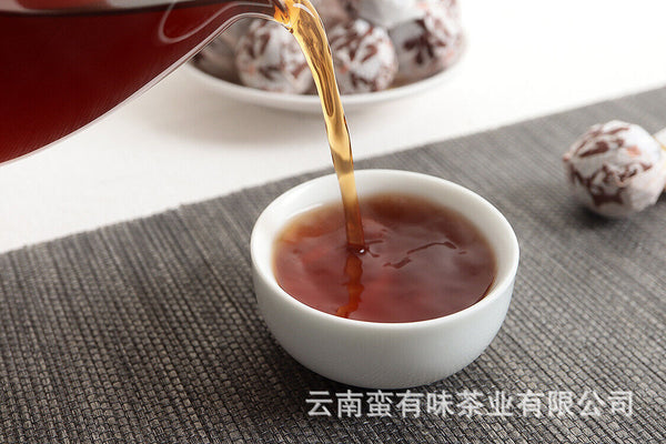 HelloYoung 500g Yunnan Pu'er Tea Icelandic Ripe Dragon Pearl 8g Ripe Tea Thin Slices