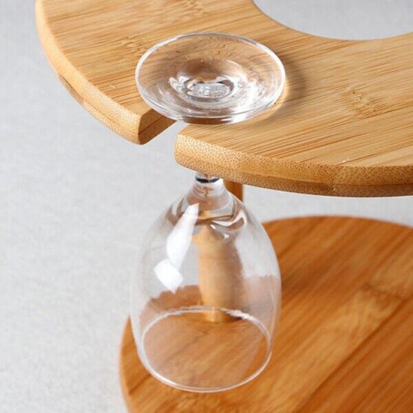 Wine Bottle Glass Holder Bamboo Tabletop Wine Drying Racks Camping For 6 Glass
