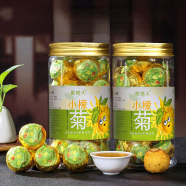 HelloYoung Dianhong Herbal Black Tea lemon Chrysanthemum Tea 200g小柠檬菊花茶 金丝皇菊柠檬 红茶古树滇红花草茶徽锄头