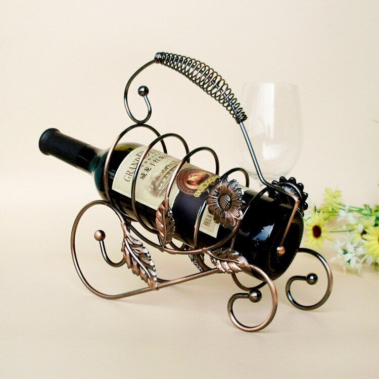 Creative Sun Flower Wine Holder Freestanding Metal Bottle Rack Home Decorations