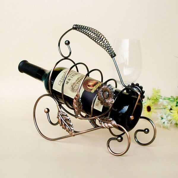 Creative Sun Flower Wine Holder Freestanding Metal Bottle Rack Home Decorations