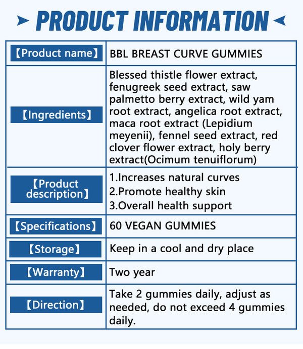 Natural Breast Enhancement 60 Capsules BBL Breast Curve Gummies