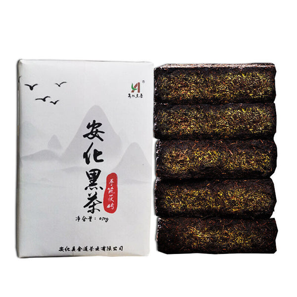 HelloYoung 450g Hunan Anhua black tea hand-built por brick tea golden flower black aged tea