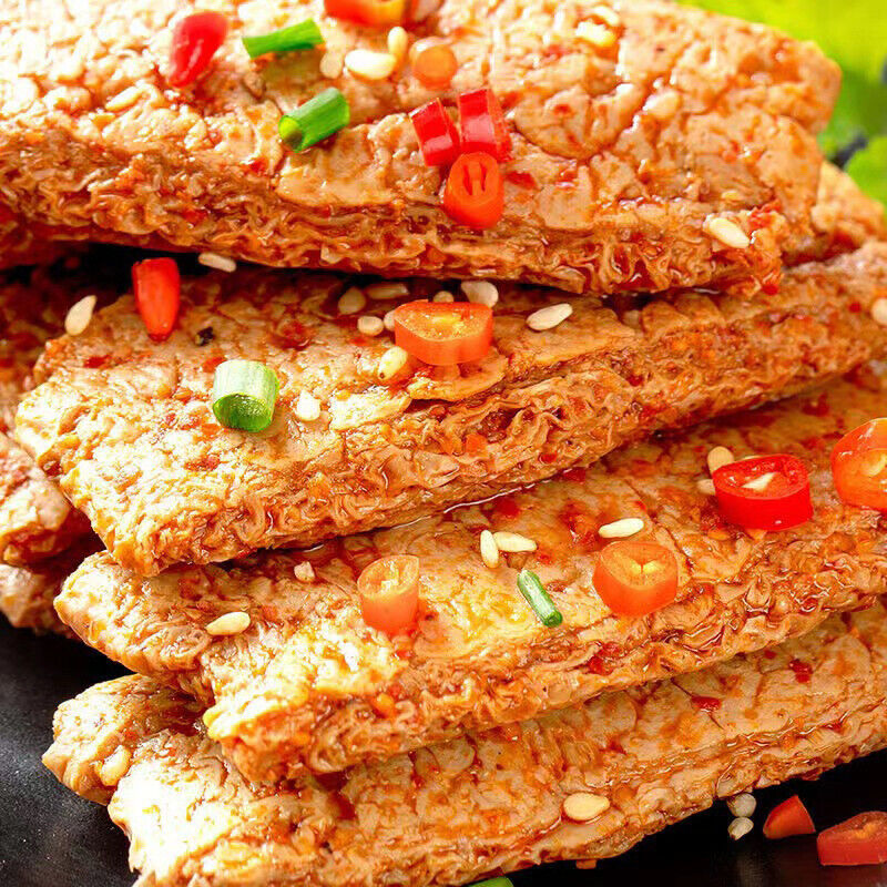 Spicy Vegetarian Meat Strips Healthy Snack Soy Jerky 100g Secondary image