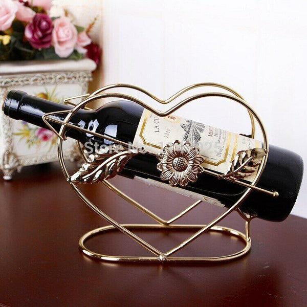 Freestanding Metal Wine Holder Creative Heart-shaped Wine Rack Home Decorations
