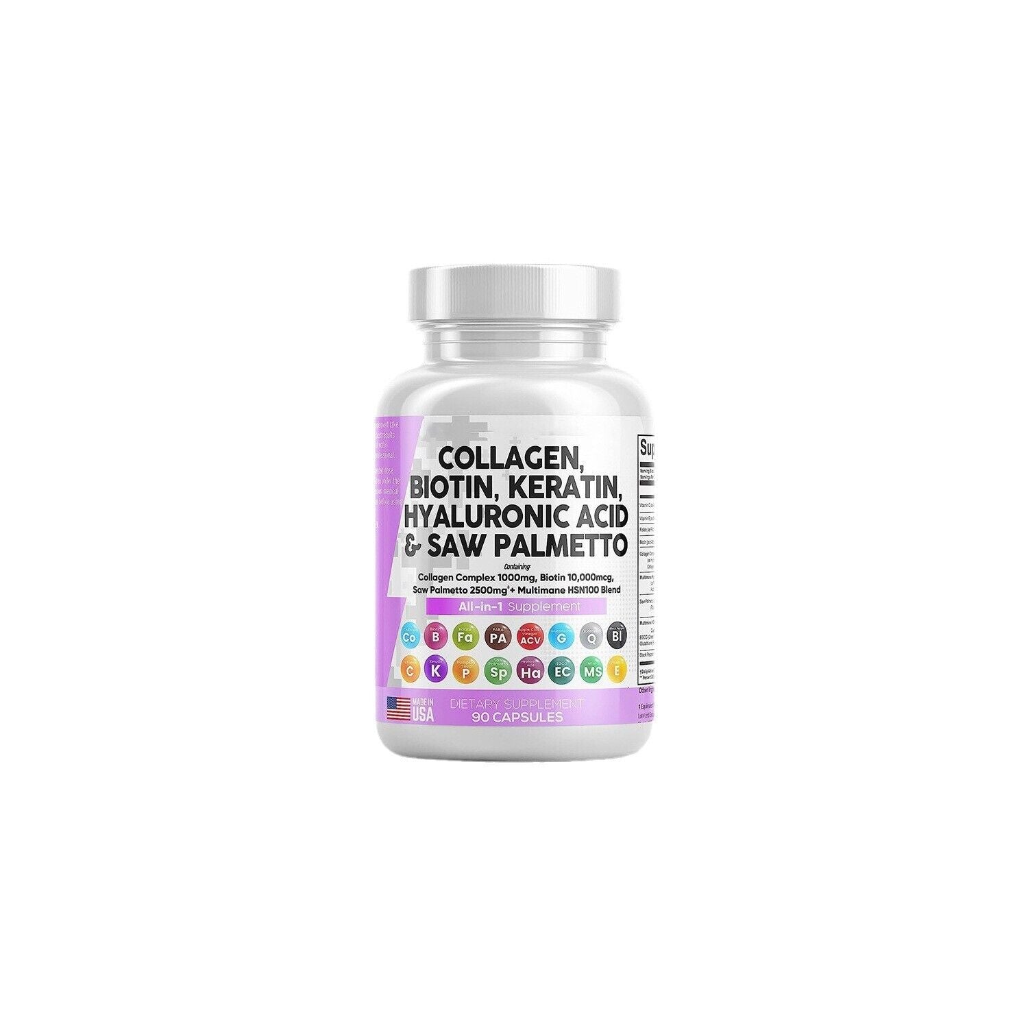 Collagen Botin Keratin Hyaluronic, Acid & Saw Palmetto Capsules -90 Capsules