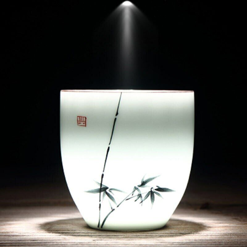 Teacup Traditional Chinese Tea Cup Bamboo Plum Shape Ceramic Porcelain Tea Cup