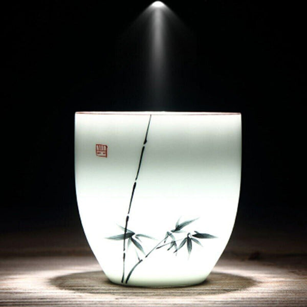 Teacup Traditional Chinese Tea Cup Bamboo Plum Shape Ceramic Porcelain Tea Cup