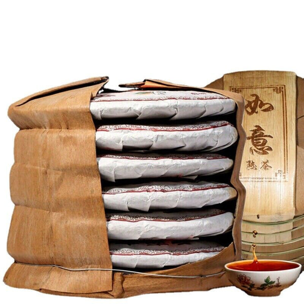 HelloYoung 2499g Chinese Tea Yunnan Ruyi Qizi Pu'er Tea Cake 7 Cakes Ripe Pu Erh Black Tea