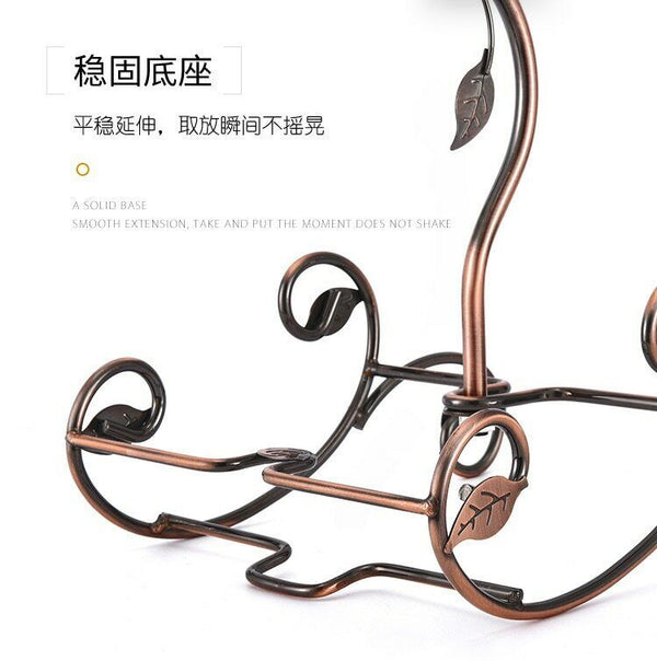 Stand Hanging Glasses Rack Bottle Holder Iron Wire Maple Leaf Hollow Wine Rack