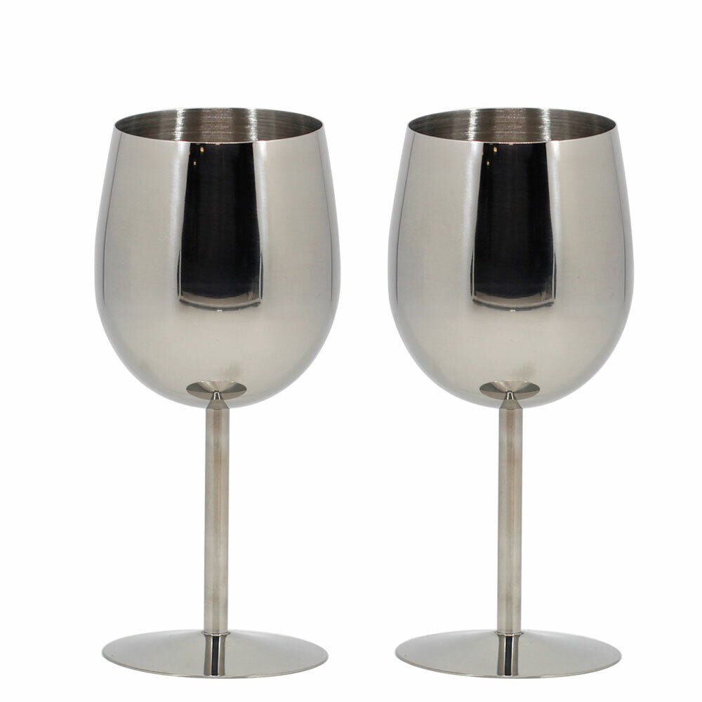 2Pcs Champagne Cocktail Drinkware Stainless Steel Wine Glasses Bar Wine Alcohol