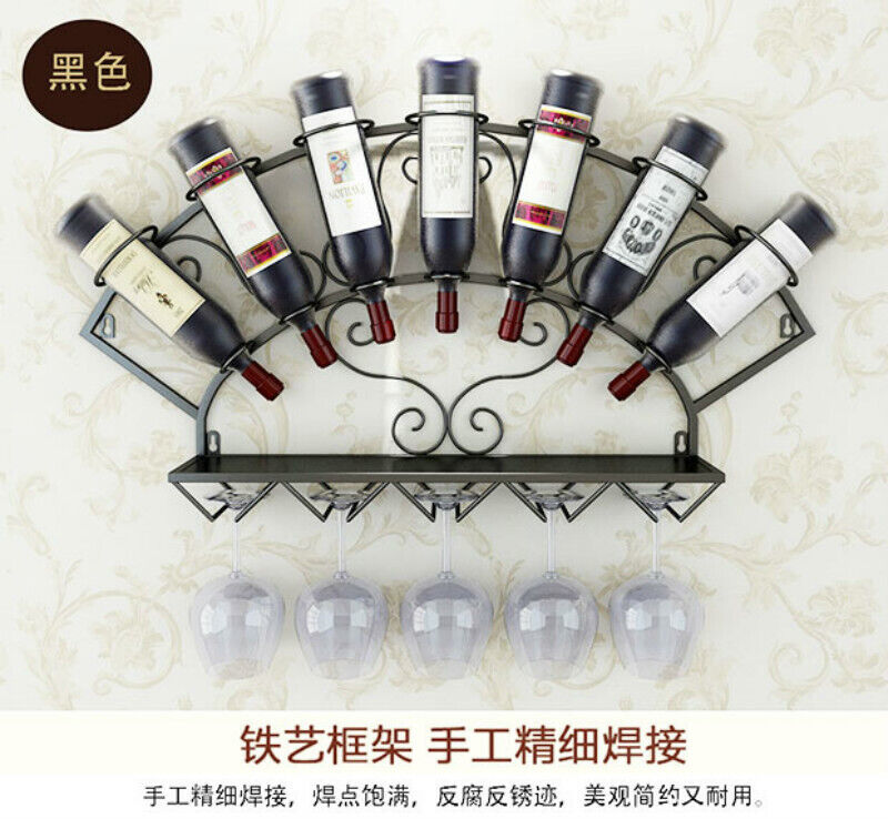 Wine Holder Rack Wall Mounted Wine Bottle Display Rack Glassware Storage Holder