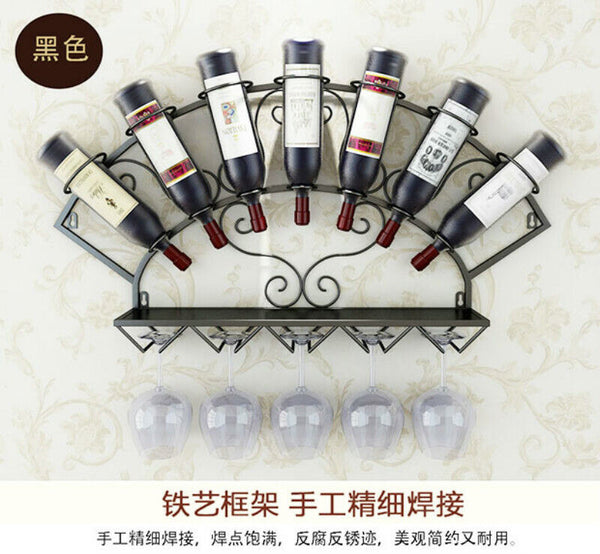 Wine Holder Rack Wall Mounted Wine Bottle Display Rack Glassware Storage Holder