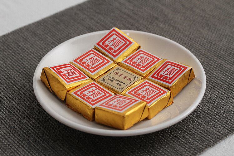 HelloYoung Menghai Pu'er ripe tea small square brick tea leaves sinensis word Pu'er tuocha