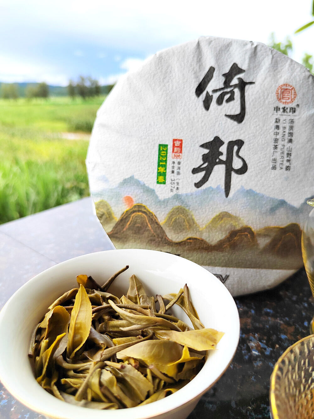HelloYoung 357g Yibang Pu'er Raw Tea Ancient Six Great Tea Mountains Yunnan Old Tree Cake