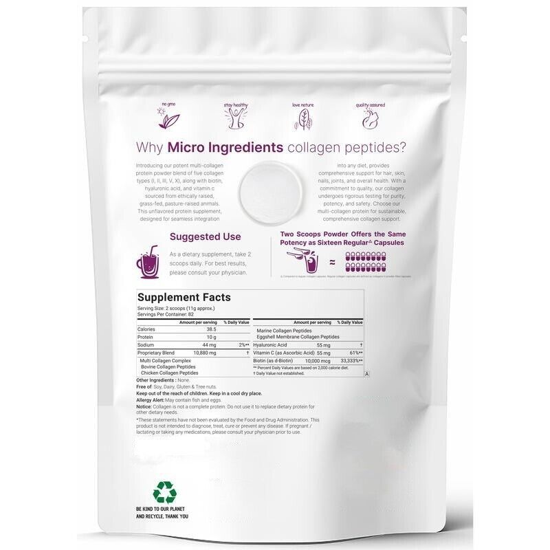 Multi Collagen Protein Powder-2 lb Hydrolyzed Peptides I,II,III,V,X
