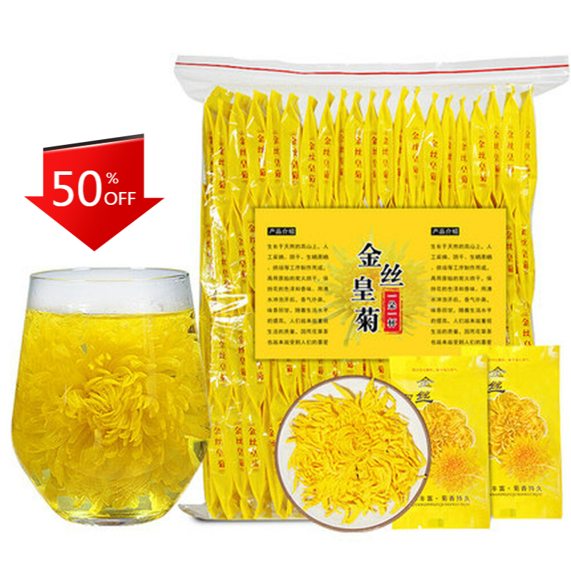 HelloYoung 100pc Emperor Chrysanthemum Flower Tea bag,Giant Golden JU HUA Big Blooming tea Main image