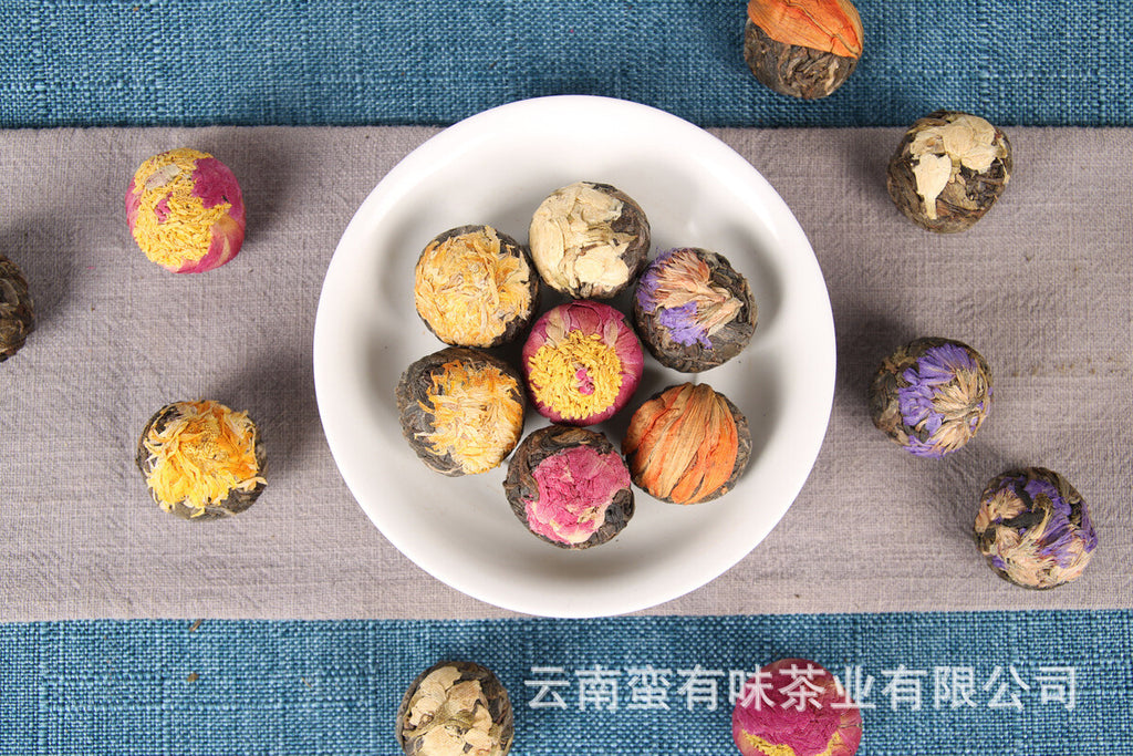 500gYunnan Puerh Tea,Handmade Raw Tea Dragon Balls Flower Tea Balls Dragon Balls