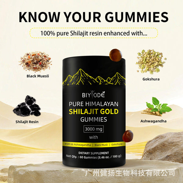 Reine Himalaya-Shilajit-Fruchtgummis zur Immununterstützung mit Ashwagandha