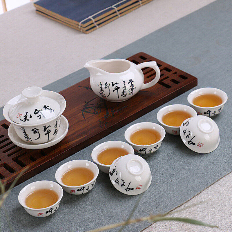 10 Pcs High Quality Elegant Gaiwan Teapot Kettle Porcelana China Kung Fu Tea Set