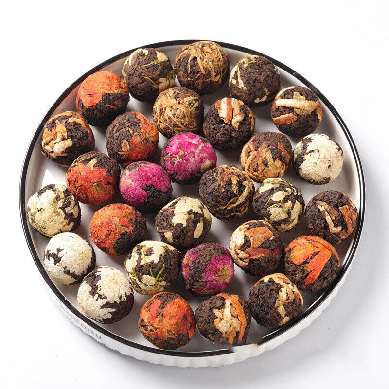 10Pcs Handmade Mix Dried Flower Fermented Cooked Puerh Tea Ball Blooming Tea
